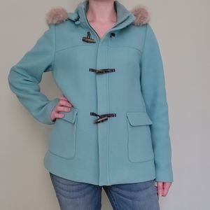 TALBOTS Size 6 Blue Wool Peacoat w/ Detachable Hood